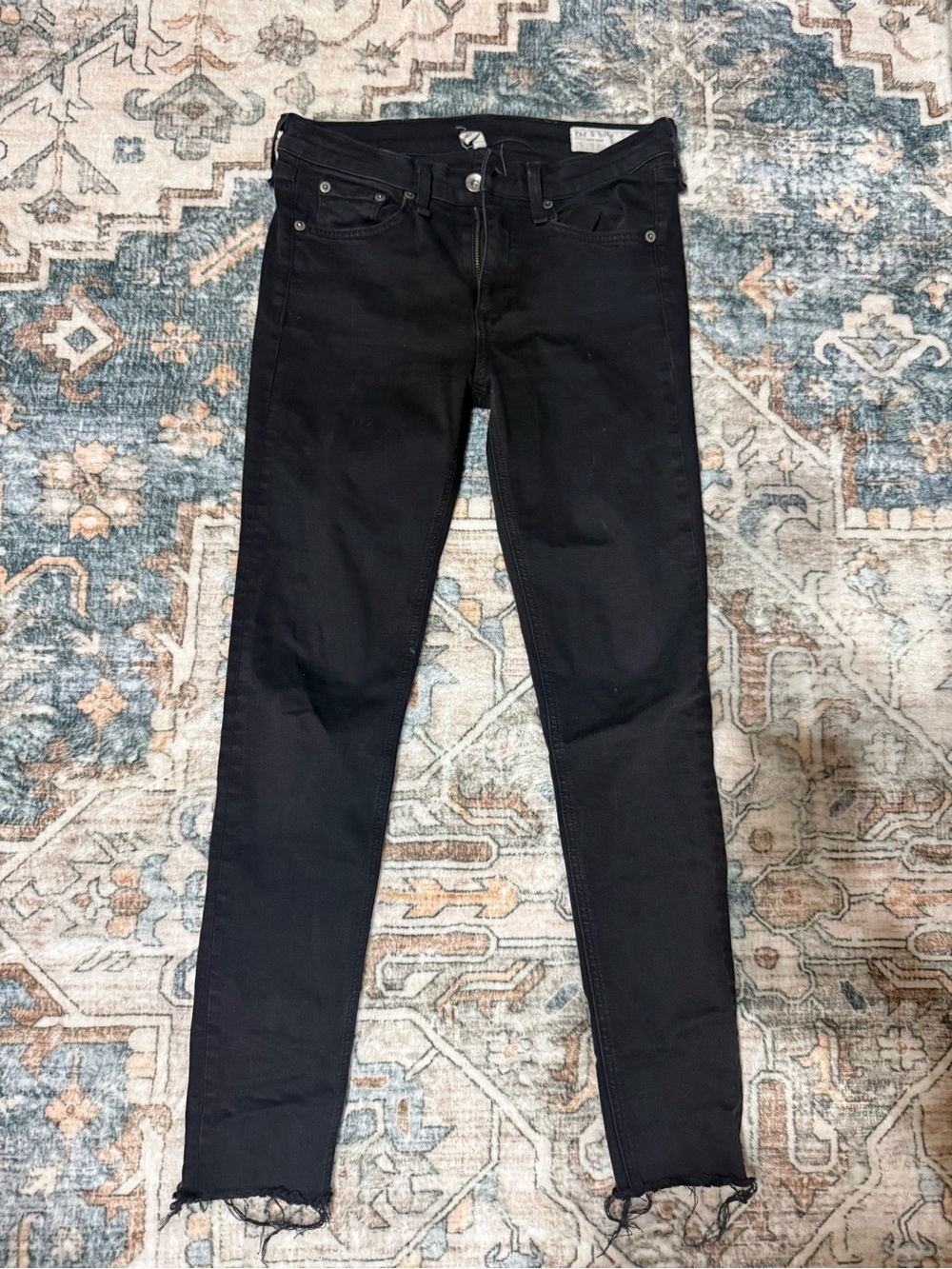 rag & bone Black Skinny Jeans with Raw Hem